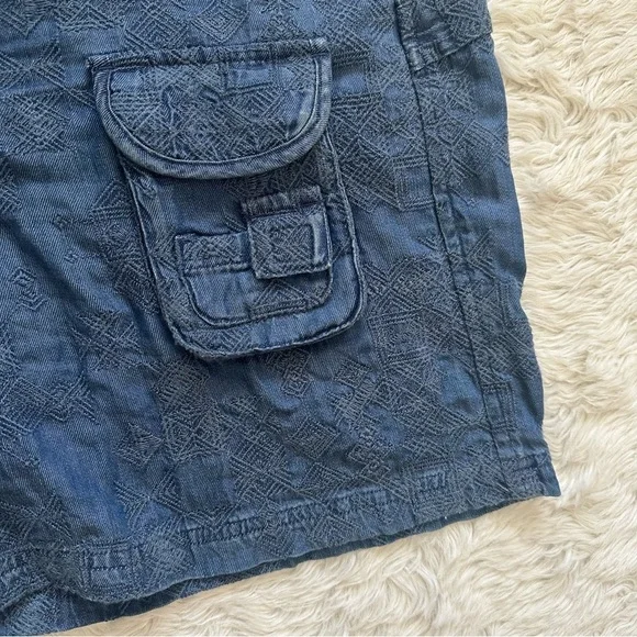 Johnny Was Zuma Denim Shorts Belted Cargo Embroidered 100% Lyocell Sz 8 - Picture 5 of 10